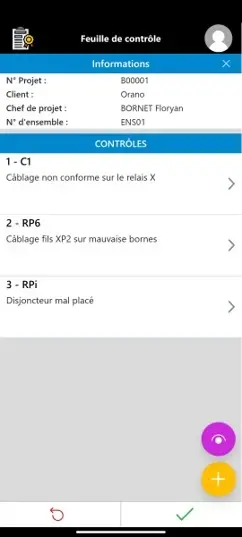 Page de contrôle qualité
